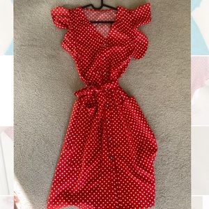 💛Red polka dot dress